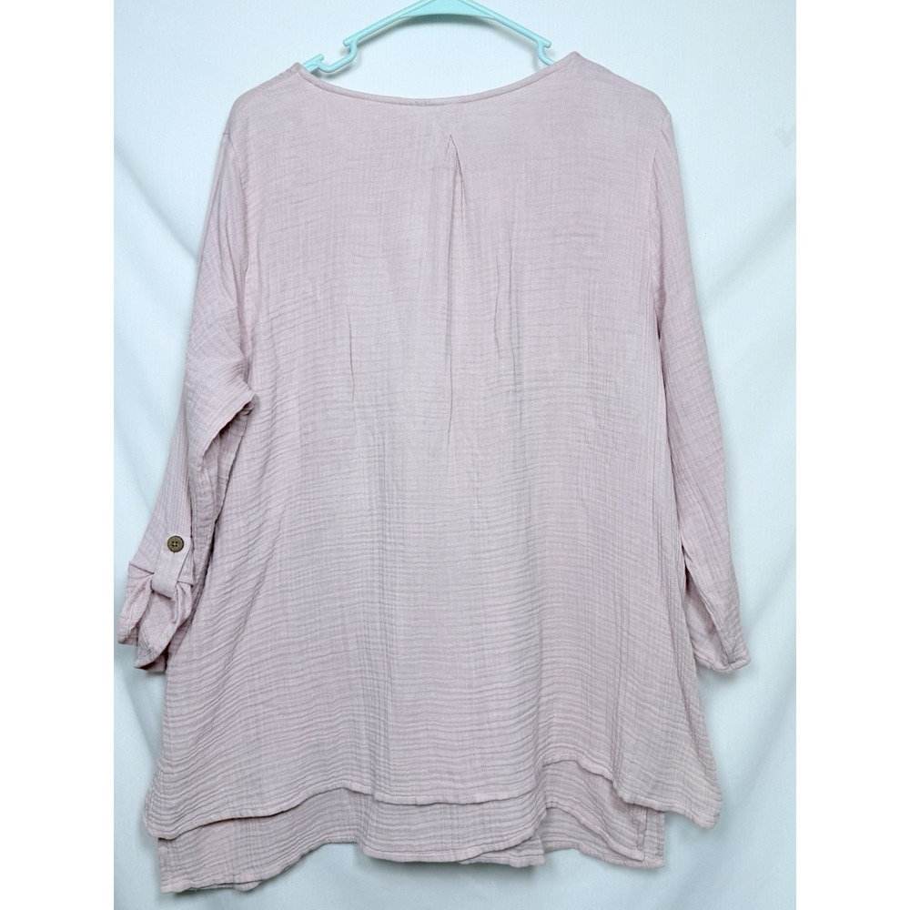Coldwater Creek Light As Air Gauze Tunic 1X Blush Cotton Boho Lagenlook Layer - Picture 10 of 14